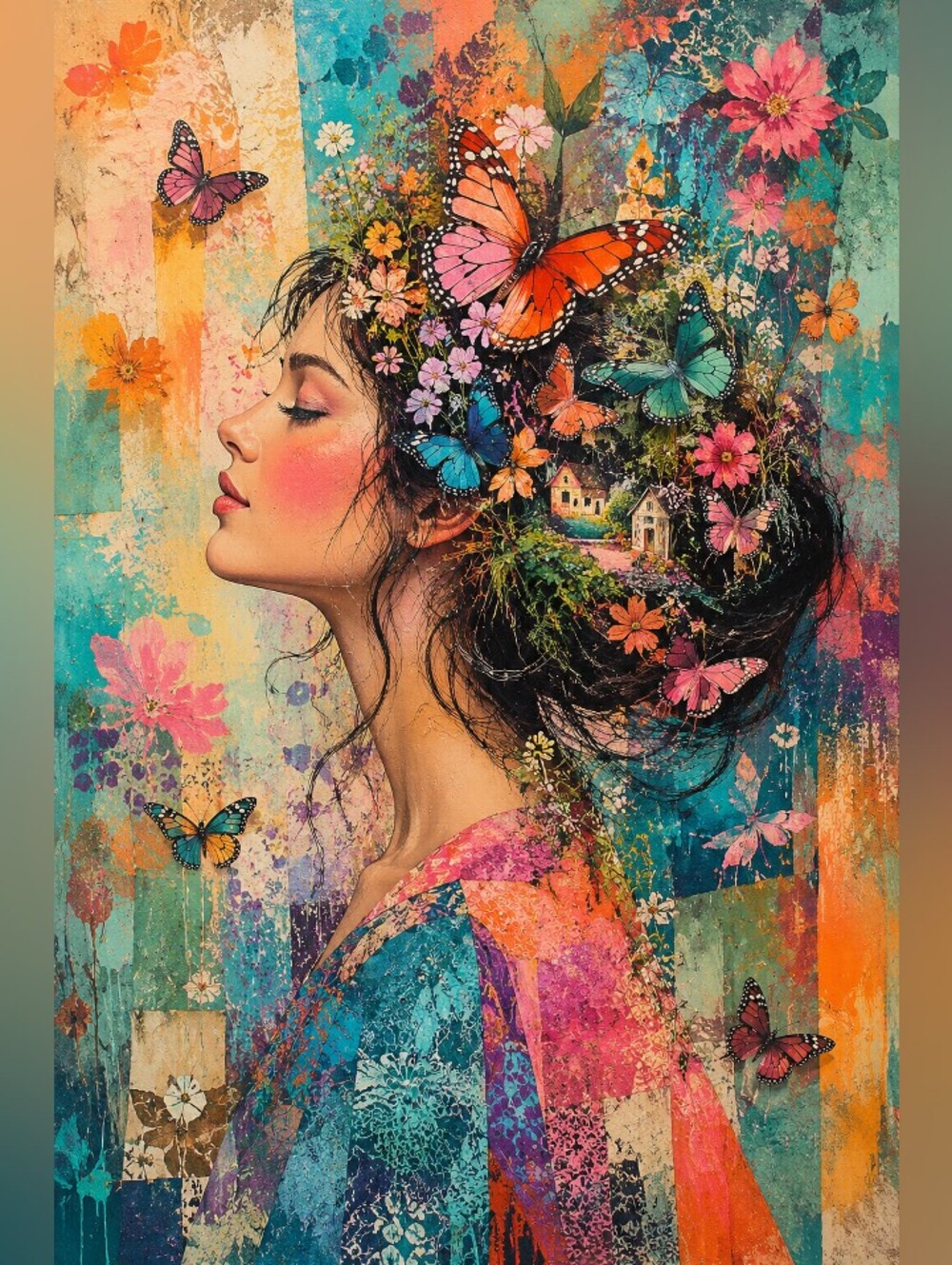 12pc=beautiful Woman With Flowers Prints SPECIAL